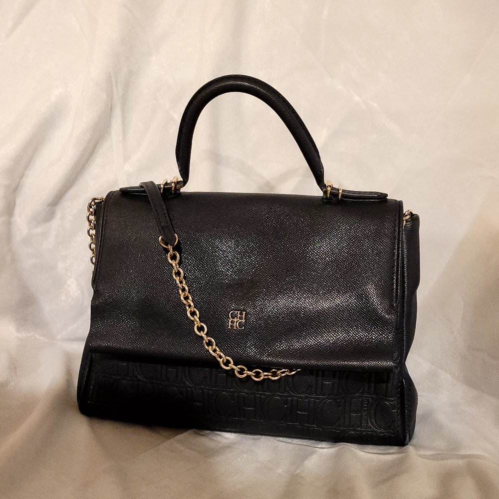 CH Carolina Herrera Navy leather handbag